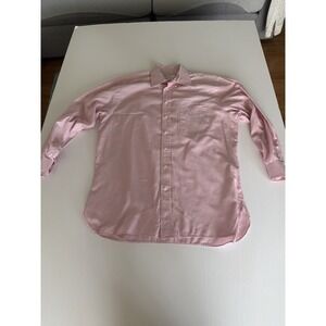 BEN SILVER oxford Dress Shirt button down Mens 16-32  pink plaid Italian Cotton